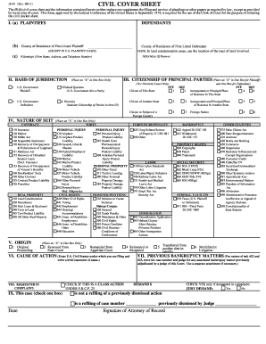 US Federal Civil Cover Sheet