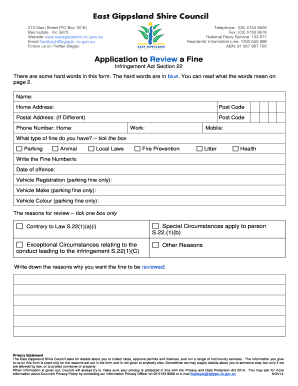 Application to Review a Fine