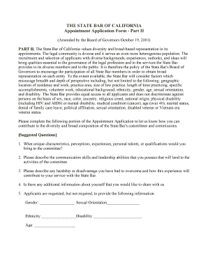 State Bar of California Appointment Application Form