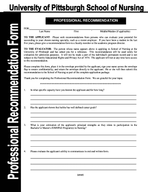Professional Recommendation Form