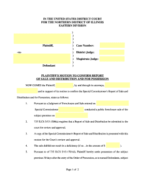 Plaintiff's Motion to Confirm Report of Sale and Distribution