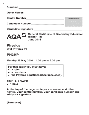 General Certificate of Secondary Education Physics Exam