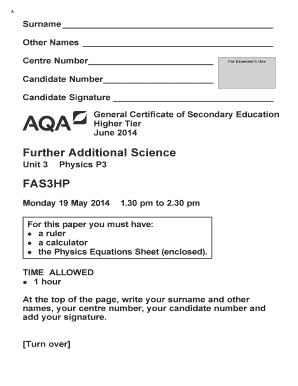 General Certificate of Secondary Education Physics Exam
