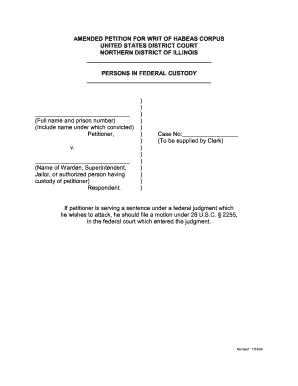 AMENDED PETITION FOR WRIT OF HABEAS CORPUS UNITED STATES - ilnd uscourts