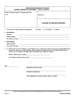 Change of Mailing Address for Bankruptcy