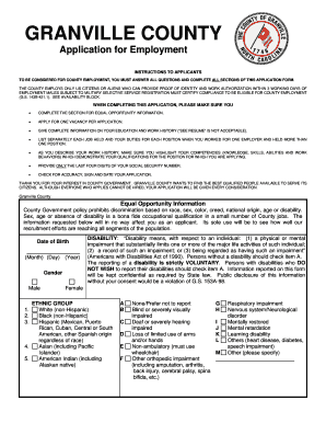 Granville County Application for Employment