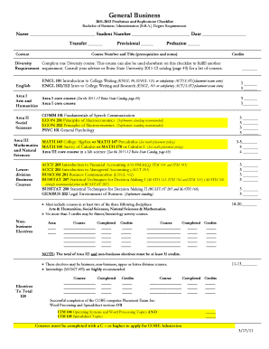 Boise State University BBA Degree Checklist