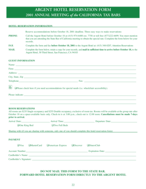 Argent Hotel Reservation Form