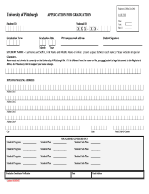 University of Pittsburgh Graduation Application