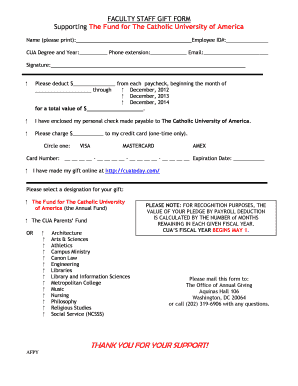 Faculty Staff Gift Form