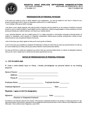 California Pre-Designation of Personal Physician Form