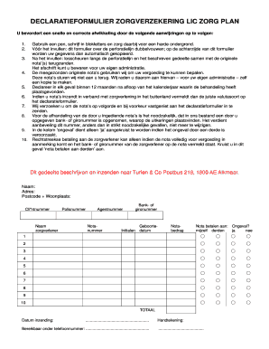 Declaratieformulier Zorgverzekering