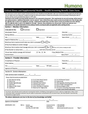 Critical Illness and Supplemental Health Claim Form