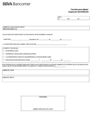 Formato para objetar cargos por domiciliación