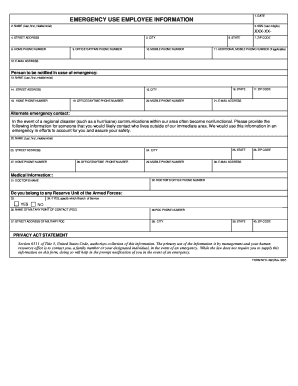Emergency Use Employee Information Form