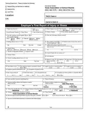Employer’s First Report of Injury or Illness