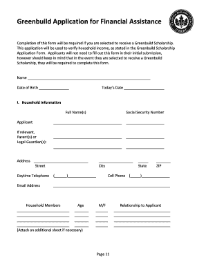 Greenbuild Financial Assistance Application