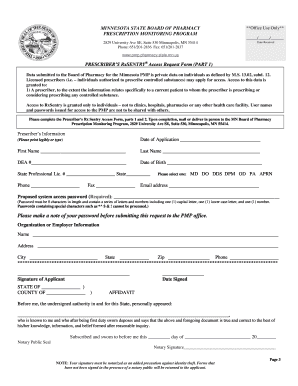 Minnesota Prescriber's RxSentry Access Request Form