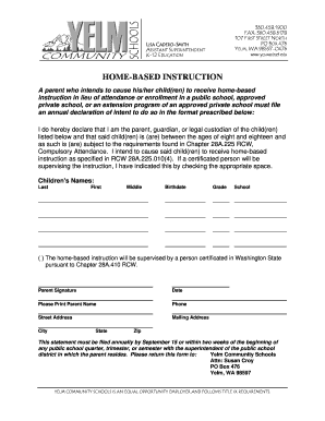 Washington Home-Based Instruction Declaration