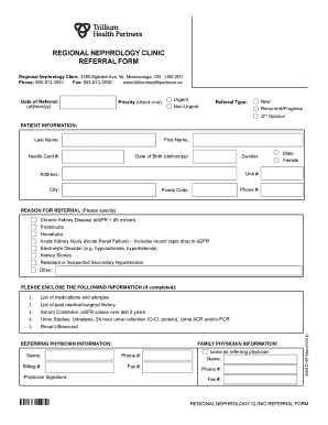 Regional Nephrology Clinic Referral Form