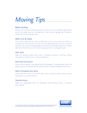 Moving Checklist and Tips