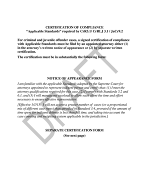 Certification of Compliance for Appointed Counsel