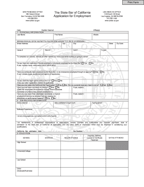 California State Bar Employment Application