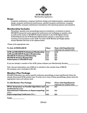 ACM SIGARCH Membership Application