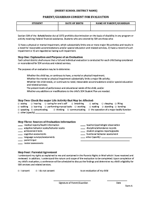 Section 504 Evaluation Consent Form