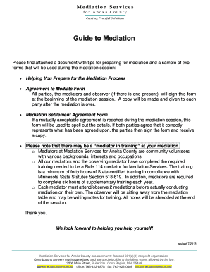 Mediation Agreement and Settlement Forms