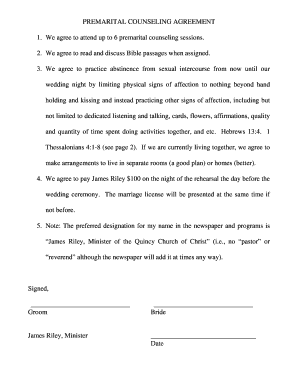 Premarital Counseling Agreement