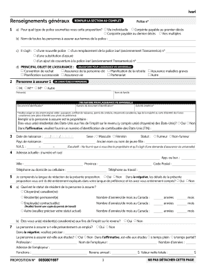 Proposition d’assurance