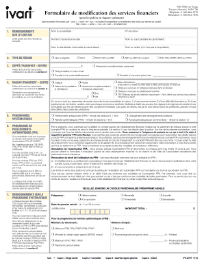 Formulaire de modification des services financiers