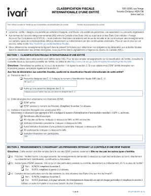 CLASSIFICATION FISCALE INTERNATIONALE D’UNE ENTITÉ