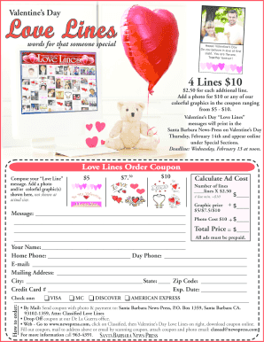 Valentine's Day Love Lines Ad Coupon