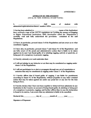 Student Anti-Ragging Affidavit