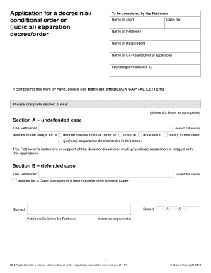 Application for a Decree Nisi