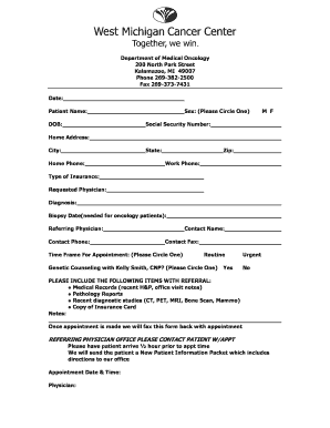 Medical Oncology Patient Referral Form