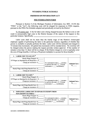 Michigan FOIA Fee Itemization Form