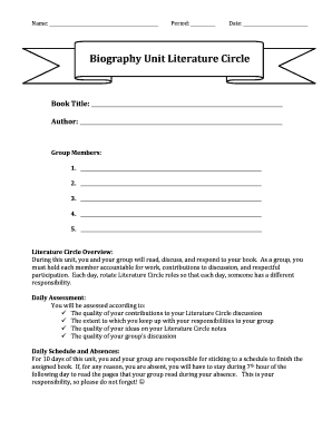 Literature Circle Assignment Form
