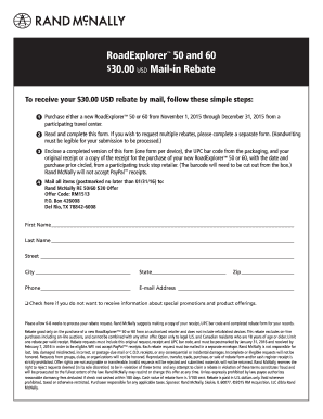 RoadExplorer Rebate Form