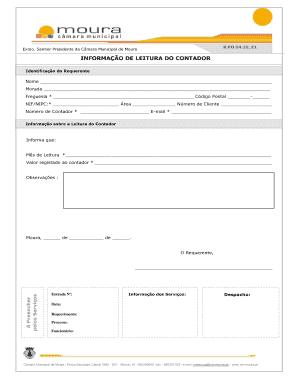 Formulário de Leitura do Contador de Água de Moura