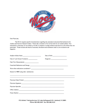NCAA Asthma Medication Form