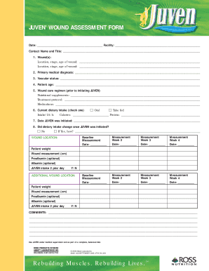 Juven Wound Assessment Form