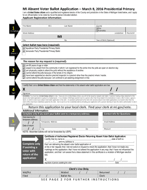Michigan Absent Voter Ballot Application