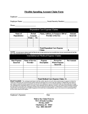 Flexible Spending Account Claim Form