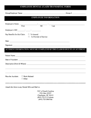 Employee Dental Claim Transmittal Form