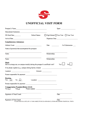 Unofficial Visit Form