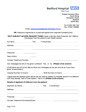 UK Subject Access Request Form