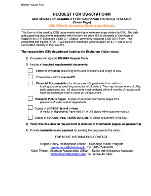 DS-2019 Request Form